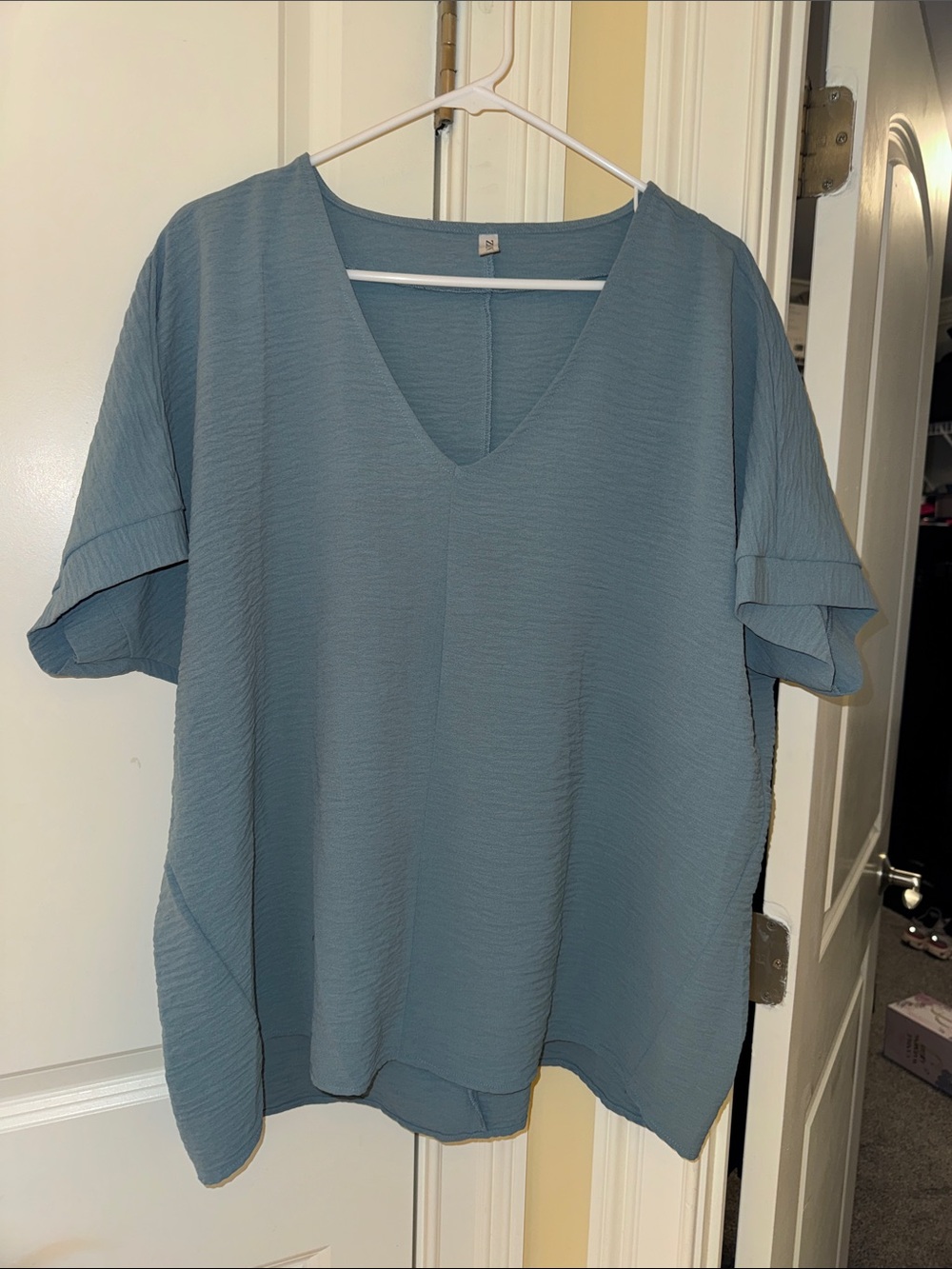Zenana Outfitters Dusty Blue V-Neck Layered Flutter Sleeve Tunic